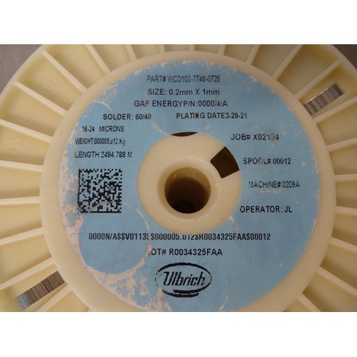 Ulbrich WCD102 Silver Tinned Solar Panel Solder  Roll (0.2mm x 1mm) 5.012 Kg