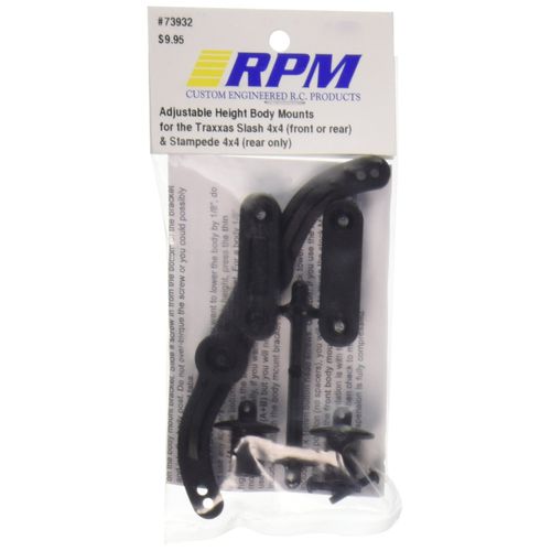 RPM Adjustable Height Body Mounts Traxxas Slash 4x4, Black