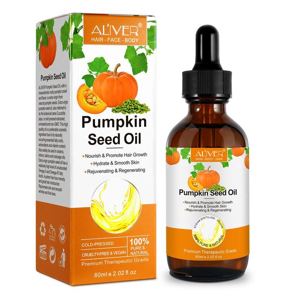 Pumpkin Seed Vegan Oil for Hair, Scalpcare & Skincare - 60ml Natural Oil for Men & Women (Pumpkin Seed)