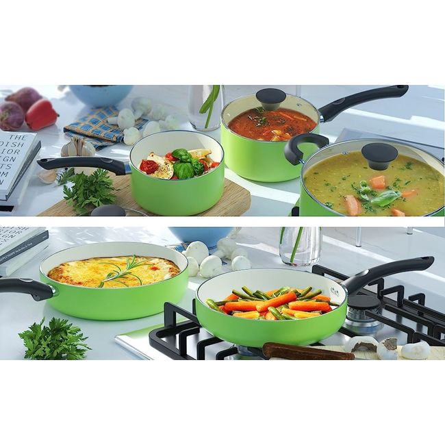 Cook N Home 10 Piece Nonstick Ceramic Coating Cookware Set, Green