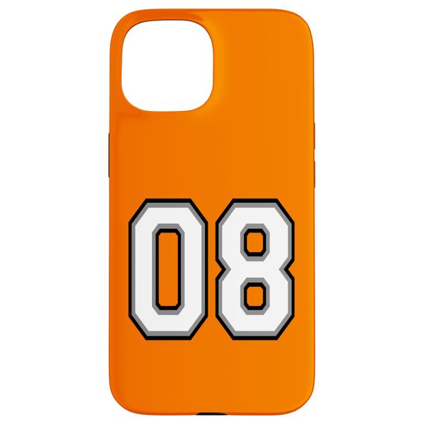iPhone 15 Number 08 in Black, White and Gray Case