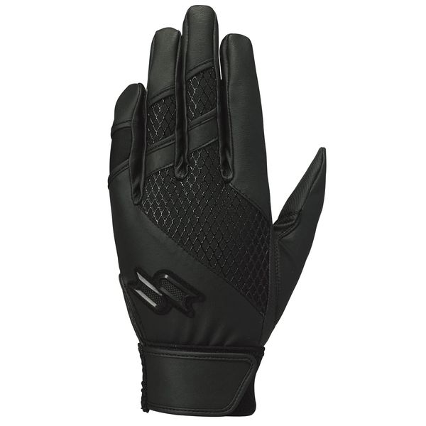 SSK EBG3003W Baseball Batting Gloves, For High School Baseball, Both Hands, Black, L