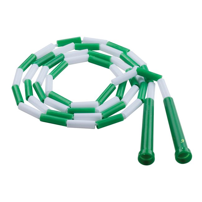 Champion Sports Segmented Jump Rope for Fitness, 6 Feet Length, Green and White - Classic Beaded Jump Ropes for Physical Education, Gym Glass, Personal Use - Premium Skipping Rope for Kids, Adults (PR6)