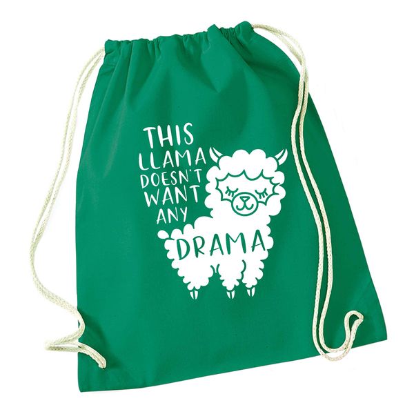 Flox Creative Green Drawstring Bag This Llama Doesn't Want Drama