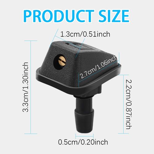 2PCS Front Windshield Washer Nozzles, Car Wash Spray Nozzle, Windshield Sprayer Nozzle, Windshield Washer Nozzles Wiper Jet, Windshield Wiper Nozzle Replacement Kit Universal for Most Cars