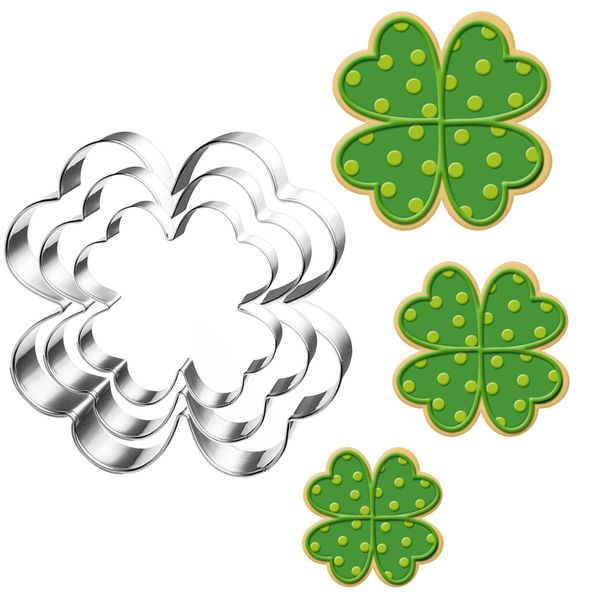 UKoosien Kleeblatt Ausstecher Set-8,9cm 6,7cm 5,2cm-Stück-St. Patrick's Day Plätzchen Ausstecher Linzer Frühling Lustige Ausstechformen für Kinder