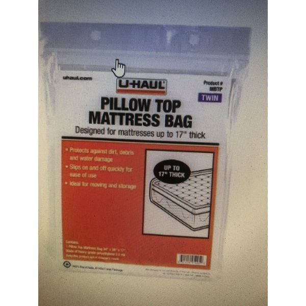 UHaul Pillow Top Mattress Bag Designed for Mattress up to 17" Thick 94"x39"x17"