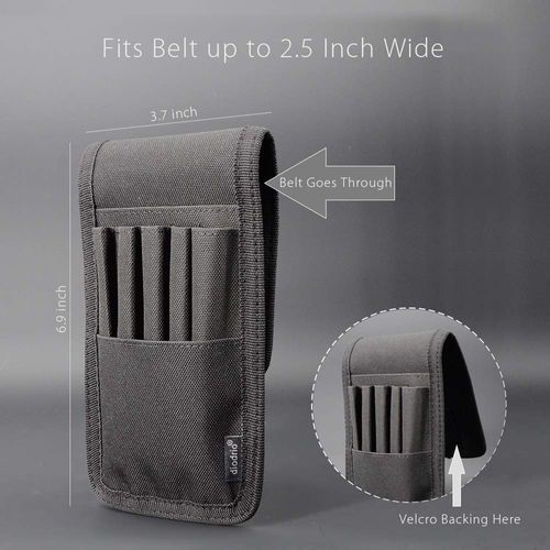 Belt Pen Holder, Pencil Holder Pouch, Pen Sleeve Case Holster for Belt, Hold Multiple pens, Hold 6 Inch Ruler, 4 Pens and a Marker. Made of Durable Fabrics, Detachable, Black.