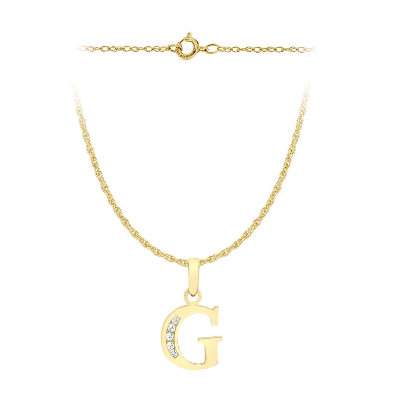 CARISSIMA Collana con Pendente da Donna in Oro Giallo 9K (375) con Diamante 0.005ct, 41 cm