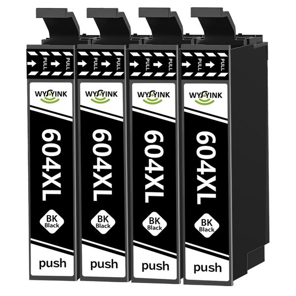 WYFYINK 604XL Black Ink Cartridges for Epson 604 XL 604XL Ink Cartridges Compatible with Epson XP-2200 XP-2205 XP-3200 XP-3205 XP-4200 XP-4205 Workforce WF-2910 WF-2930 WF-2935 WF-2950 (4 Black)