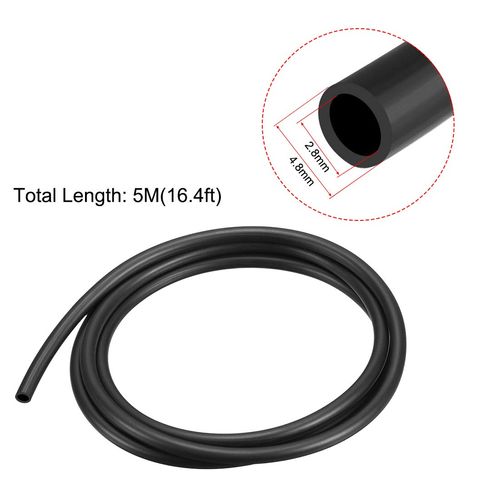 sourcing map Lubricating Oil Hose, 1/8" ID x 3/16" OD 5m Black Rubber Tubing Water Hose