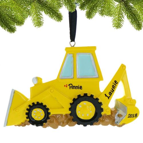 Personalized Construction Truck Christmas Ornament 2024 - Back Hoe Ornament Excavator Christmas Ornament Christmas Decorations Bulldozer Side - Free Customization