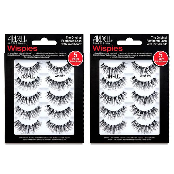 Ardell False Eyelashes Wispies Black, 2 pack (5 pairs per pack)