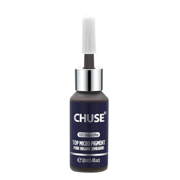 CHUSE T202 Tiefen Kaffee Microblading Micro Pigment Permanent Make-up Tattoo Ink Kosmetische Farbe Erfüllt SGS, DermaTest 12 ml (0,4fl.oz)