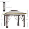 12' x 12' Backyard Party Cabana Gazebo w/ 3-Level Adjustable Height, Beige