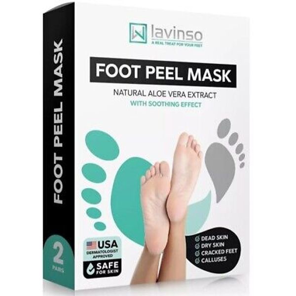 Lavinso Foot Peel Mask for Dry Cracked Feet – 2 Pack Dead Skin Remover.169