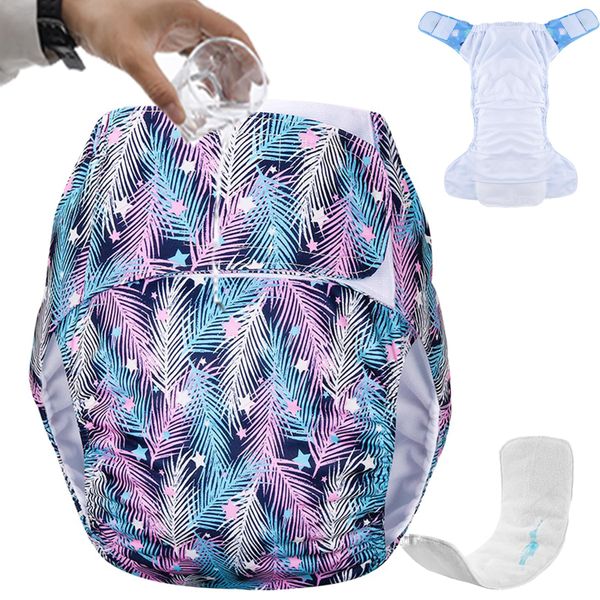 KUMUROETA Diapers Adult Incontinence Pants Nursing Diaper Cover Adjustable Leak Proof Quick Dry Well Absorbent Breathable Washable Reusable Adult Medical Welfare Incontinence Men Women Elderly Purple