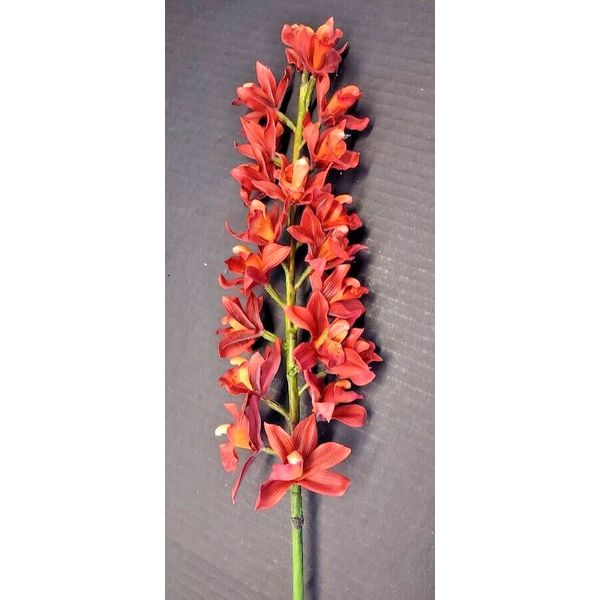 Artificial Cymbidium Orchid stem ORANGE RUST