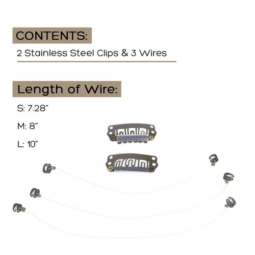 hotbanana Dark Brown Elastic Wire and Stainless Clips for Wire Hair Extensions Clip in Hair Extensions Replacement 3 Fish Line with Adjustable Hook and 2 Clips Replacement Pack
