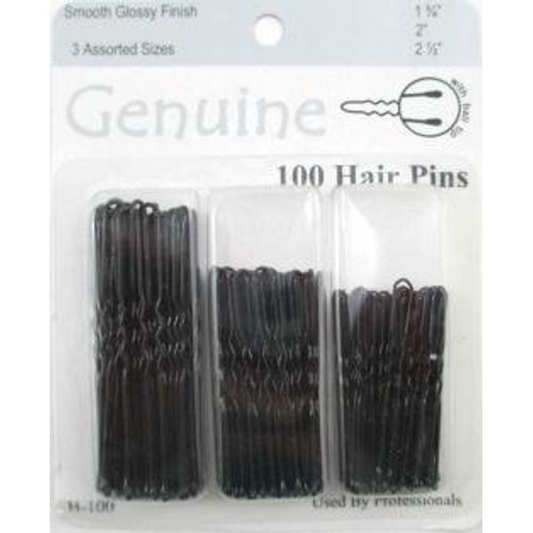 Genuine 3 Assorted Sizes Hair Pins 100-Pack