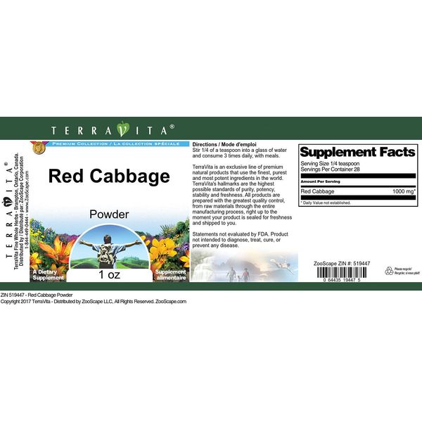 Terravita Red Cabbage Powder (1 oz, ZIN: 519447)