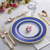 Blue and Gold Rim Plastic Dinnerware (200-Piece) Plastic Plates, Plastic Cutlery, Plastic Cups and Guest Towels - Service for 25 Guests Place Setting for Wedding, Party, Baby Shower, Birthday, Holiday