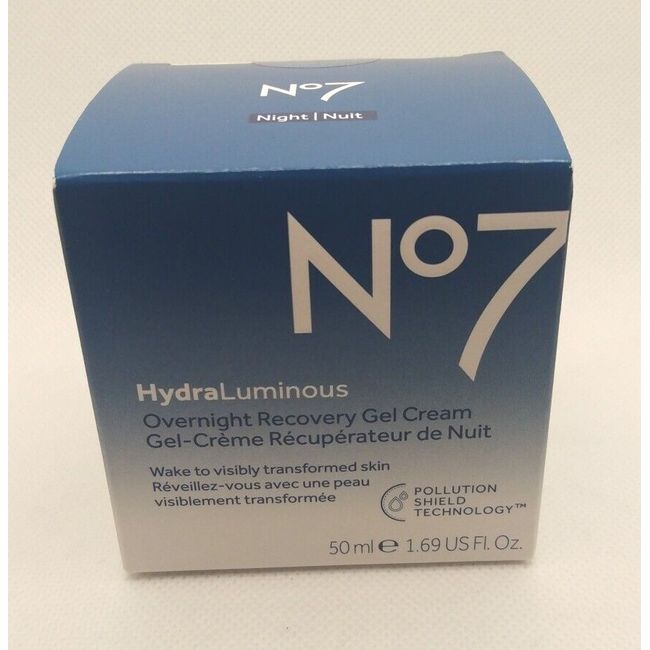 No7 HydraLuminous Overnight Skin Recovery Gel Cream 50ml 1.69oz New FREE SHIP