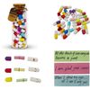 Mczcent Capsule Letters Message in a Glass Bottles, Cute Smiling Face Love Friendship Letter Color Pill with Wishing Bottle, Message Pills for Boys Girls Friends Family, 47 Pcs