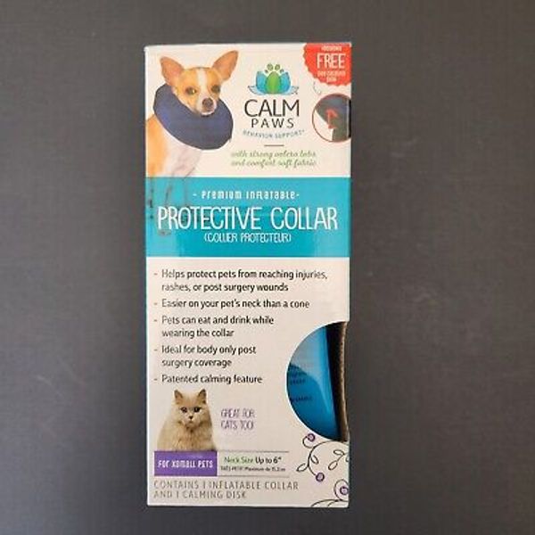 CALM PAWS Pet Protective Collar Premium Inflatable XS Dog /Cat & Calming Disk