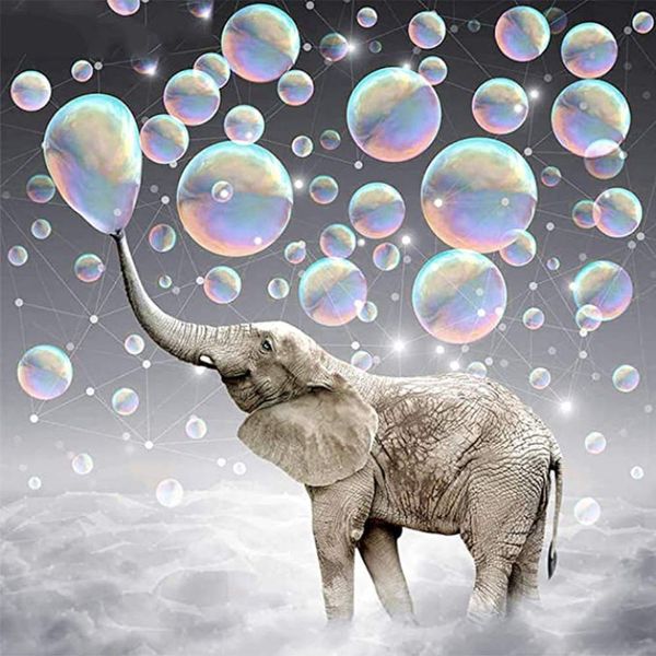 DIY 5D Diamond Paint Kits for Adults Kids, Full Drill Elephant Rhinestone Bead Painting by Number, Embroidery Cross Stitch Arts Crafts Diamond Pictures for Home Wall Art Decor-30*30cm