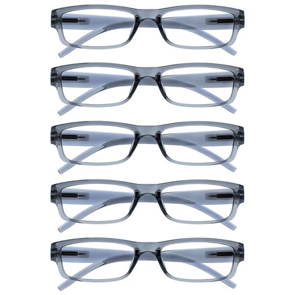 The Reading Glasses Company Grey Value 5 Pack Lightweight Mens Womens RRRRR32-7 +1.00