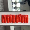 🔥CUSTOM Gel Press On Nails, CLASSIC RED BOW, 10p set FULL SET W Kit LONG SQUARE