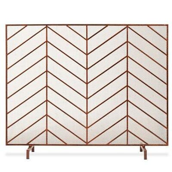 Mid Century Modern Fire Place Screen Grate Living Room Decor Bedroom Bronze New