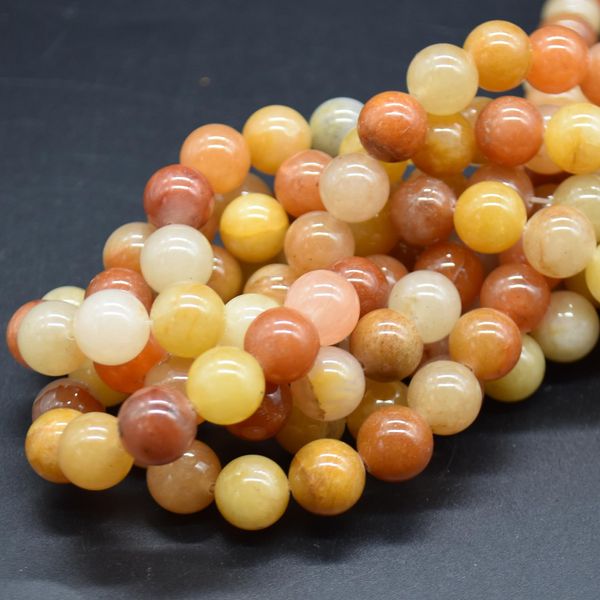Quartzite (Orange) Semi-Precious Gemstone Round Beads - 10mm - 15" Strand