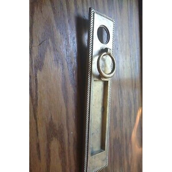 Letter Plate Letter Opener,  Brass, With Door Knocker Rope Design Trim, SALVAGE