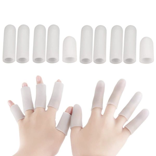 10 Pack Silicone Finger Protectors Gel Finger Cots Silicone Finger Sleeves Relief from Pain of Finger Tips Cracked, Arthritis, Hand Eczema