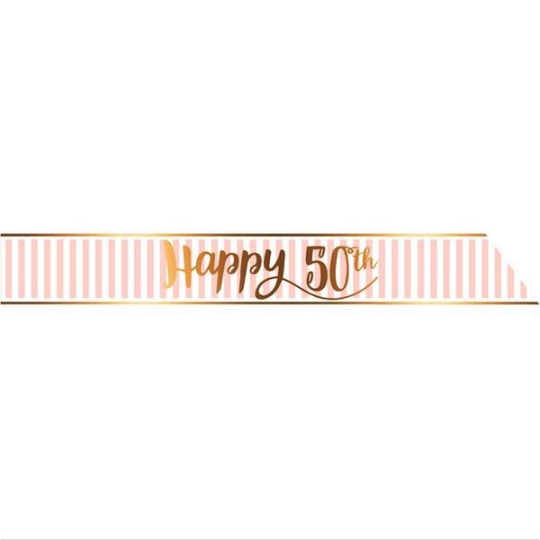 Creative Party Age 50 Sash, 168 cm Length, Pink Chic