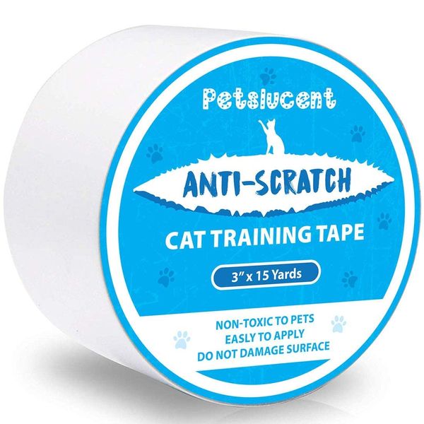 Petslucent Cat Scratch Deterrent Sticky Paws Tape, Cat Furniture Protector Training Tape Anti Scratching, Double Sided Guards for Carpet, Sofa, Couch, Door (Blue- 3''x 15 Yards)