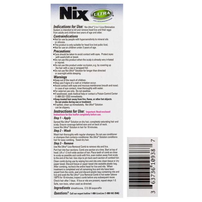 Nix Ultra Lice & Eggs Treatment, Kills Super Lice