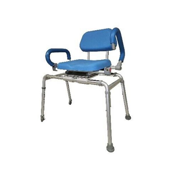 Carousel Sliding Transfer Bench Swivel Seat Padded Bath Shower Chair Pivot Arms