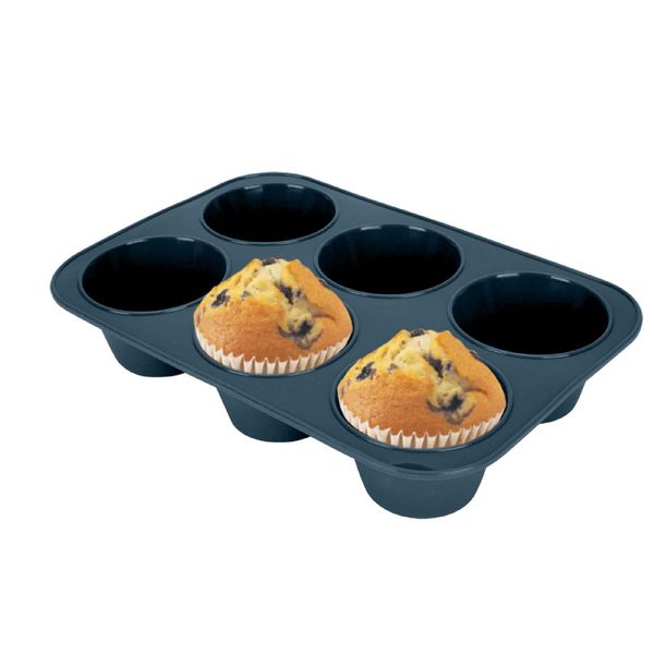 Large Silicone Muffin Pan Cake Pan Plate Non-stick 6 Cavity Muffin Pan Baking Cup Cake Mold Kitchen Tools Easy to Clean (Grey)