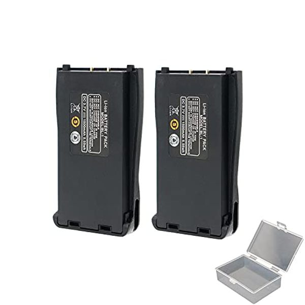 Rechargeable Walkie Talkie Battery Replacement 1500 mAh Li-ion Battery Pack with Case for Baofeng BF-888S, Arcshell AR-5, Pxton PX-888S Walkie Talkies (2 Pack)