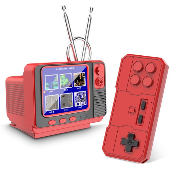 Handheld Games for Kids Aldults - GV300S 168 Classic Retro Video Game- 3.0 Inch Screen Electronic Mini TV Style Support for Connecting TV and Two Players .(Red)