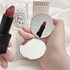 Hand Mirror, Compact, Stylish, Folding Mirror, Stainless Steel, Double Sided Mirror, Gift, Women's, Birthday (Square Circle)