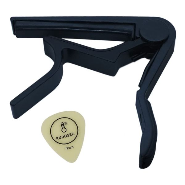 9°C Basic Capo For Guitar Black/Capo Electric Acoustic Guitar (Capotasto + 1 Pick, GCBK, 1, Basic Guitar Capo)