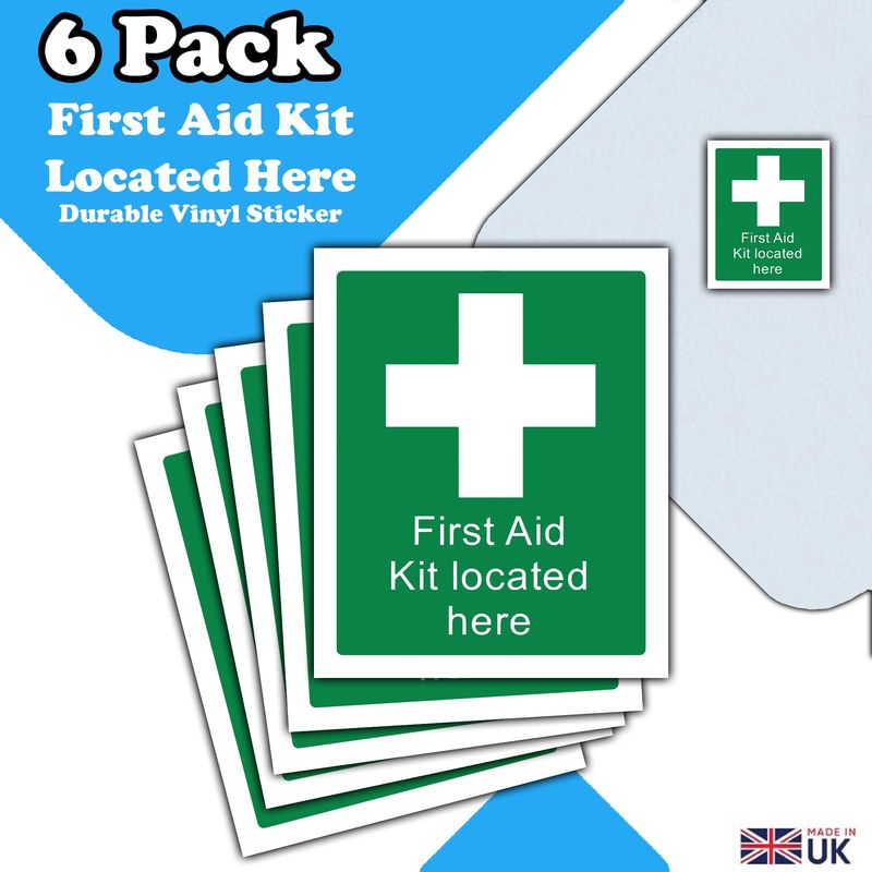 6-Pack Premium First Aid kit Located here Health & Safety Vinyl ...