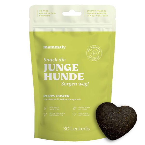 mammaly Puppy Power Puppy Snacks Test Set (110 g) Treats for Young Dogs - With Prebiotics, Green-lipped Mussel and Vitamin E - Healthy Growth and Nerve Functions - Supports Training