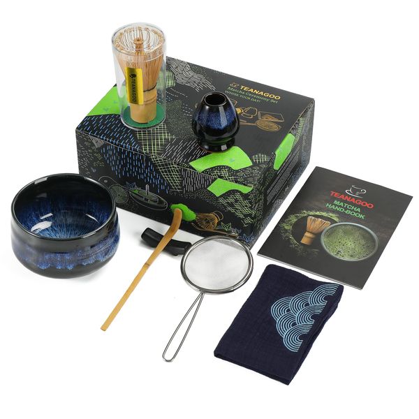 TEANAGOO Matcha Tea Set, Japanese Tea Set, Matcha Bowl, Matcha Bamboo Whisk, Scoop, Sifter, Matcha Whisk Holder, Matcha Whisk Stand, Matcha Whisk Set N15,Matcha Green Tea Powder Kit. Matcha Tea Kit…