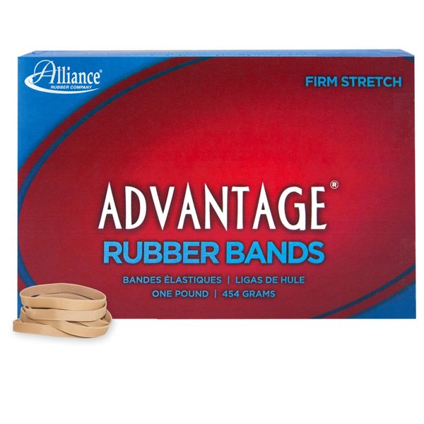 Alliance Rubber 26625 Advantage Rubber Bands Size #62, 1 lb Box Contains Approx. 450 Bands (2 1/2" x 1/4", Natural Crepe),Beige