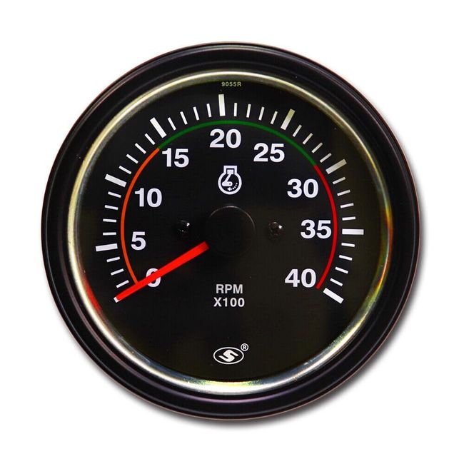 MOTOR METER RACING Universal Diesel Tachometer for Alternator W Terminal 85mm 3-3/8" 4000 RPM Black Dial in Dash 12/24 Volt